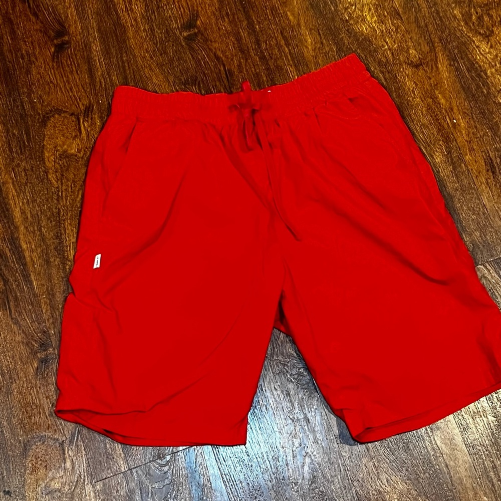 Men’s FairPlay red “All is Fair” nylon shorts size medium